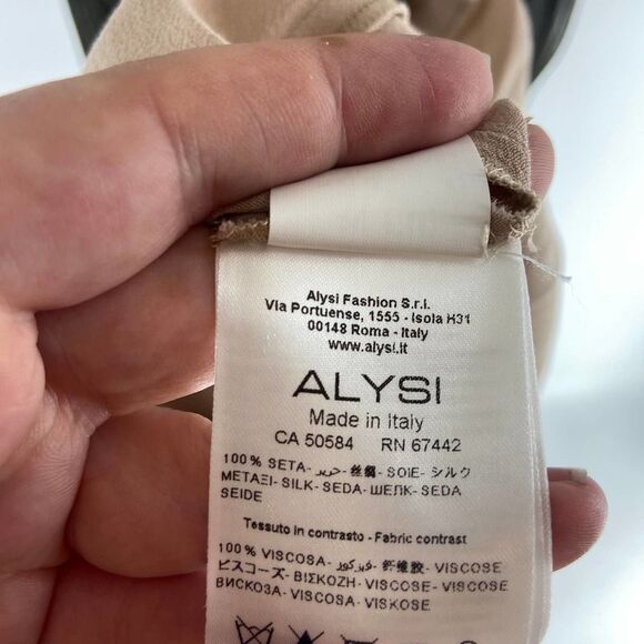 Alysi green cream bottom sleeveless pleat shift mini dress NWT Womens 4 - Picture 5 of 7